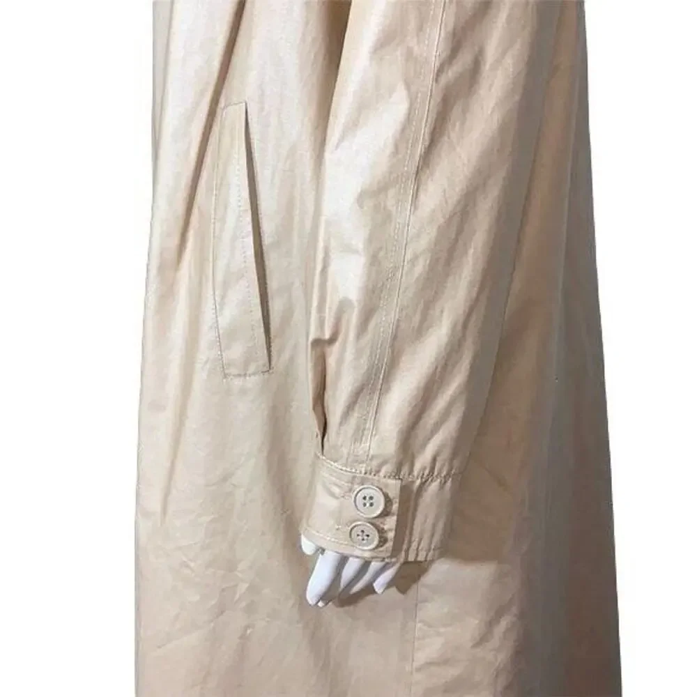 Vintage Tres Elle Womens Full Length Trench Coat Jacket Tan Brown Size 9 10 - Picture 4 of 12